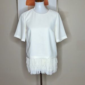 Banana Republic fringed short sleeve blouse
